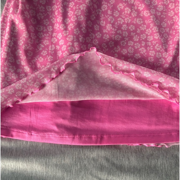 Pink Lace Trimmed Mesh Dress - Picture 4 of 5